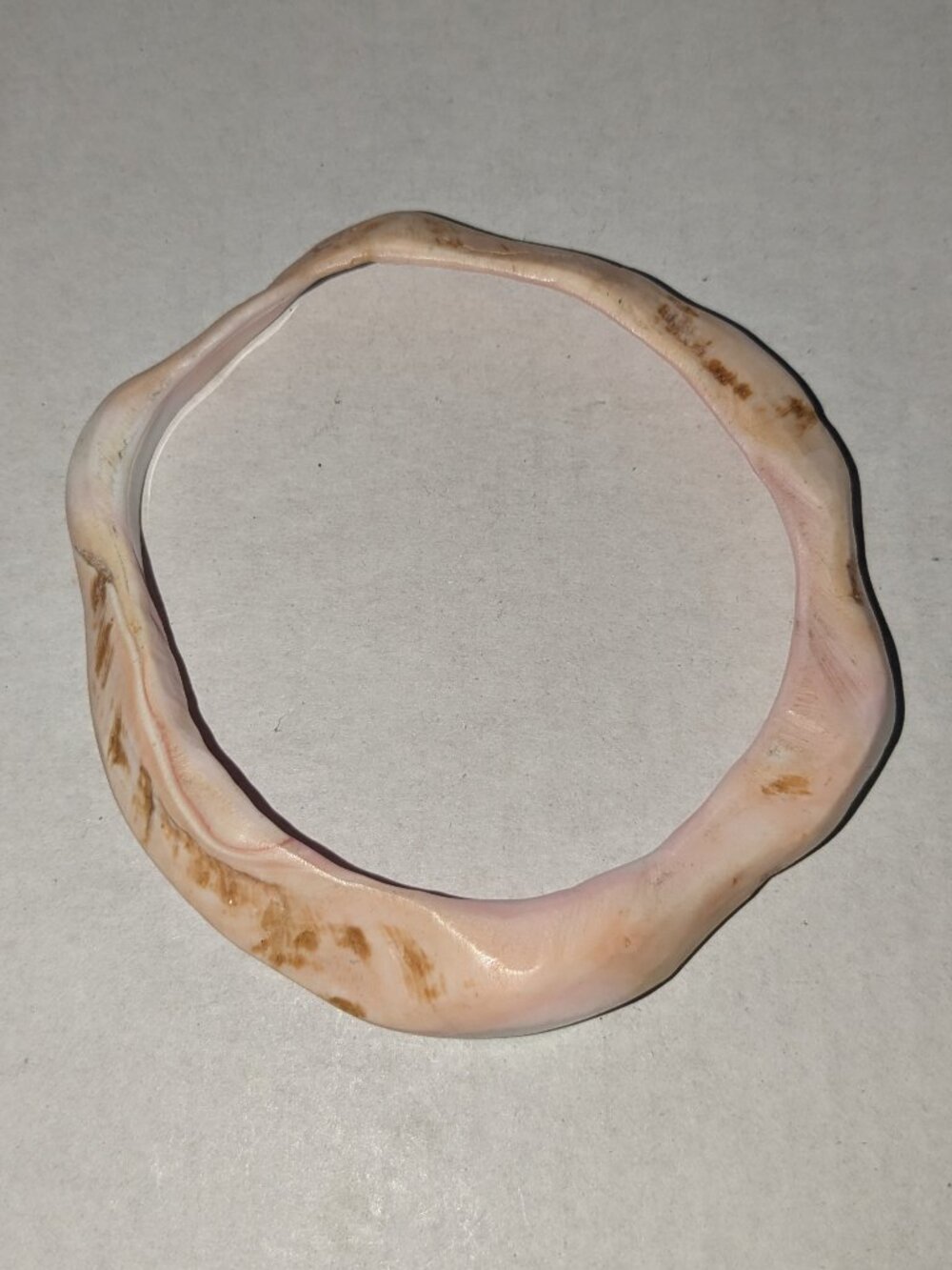 Pink Conch Shell Carved Bangle Bracelet
